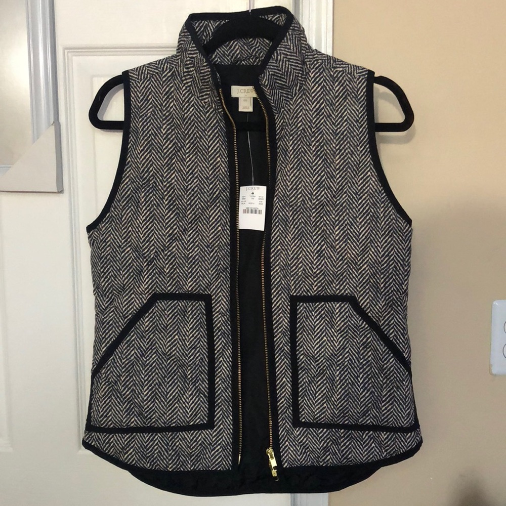 JCrew herringbone excursion quilted puffer vest